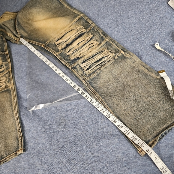 Imperious 40X32 Hip Hop Distressed Denim Jeans Vintage Blue Straight Leg - Picture 10 of 10